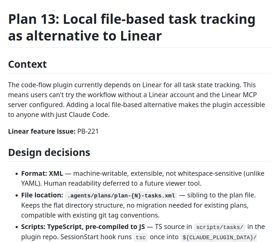 Example shipsmooth plan: Plan 13 — Local file-based task tracking